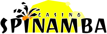 Logo Casino Spinamba z palmą na żółtym słońcu